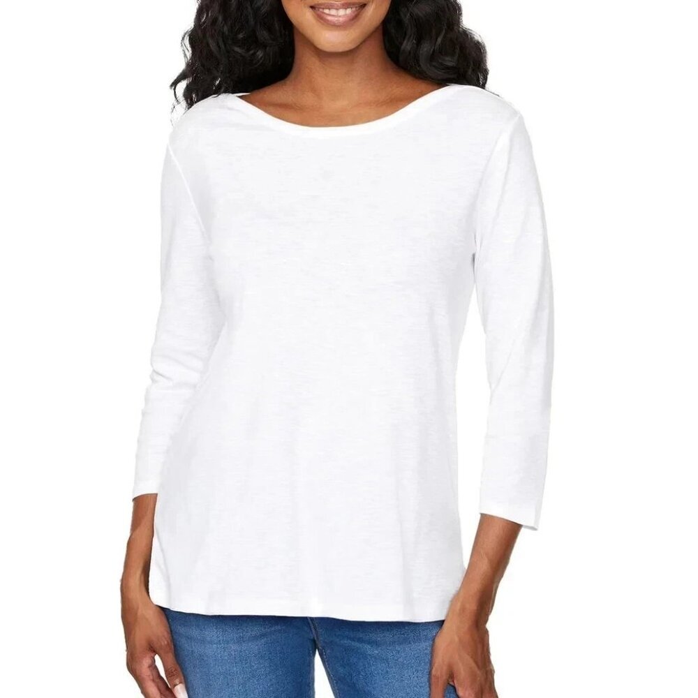 NWT - Kirkland Signature Women's 3/4 Sleeve Boatneck Slub Tee – Size 2X - Picture 2 of 3